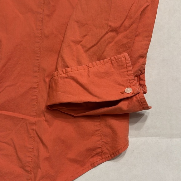 Bass Stretch XL Ladies Princess Seam Button Down 3/4 Sleeve Shirt Pumpkin Color - Picture 4 of 8